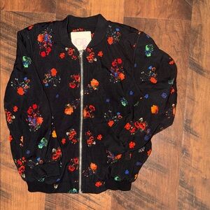 Floral Kids Jacket - Black with Multicolor Accents